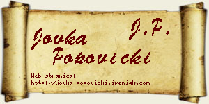 Jovka Popovicki vizit kartica